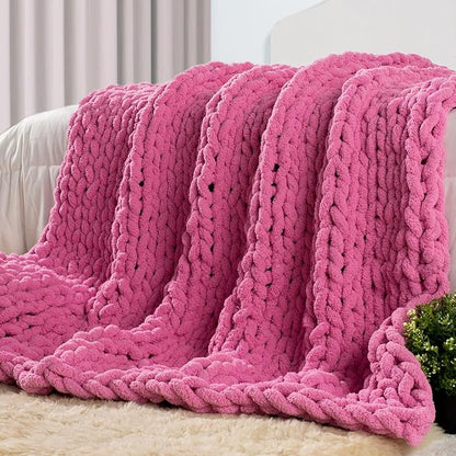 Carriediosa Chunky Knit Throw Blanket 60" X 80" Twin, 100% Hand Made Large by Carriediosa