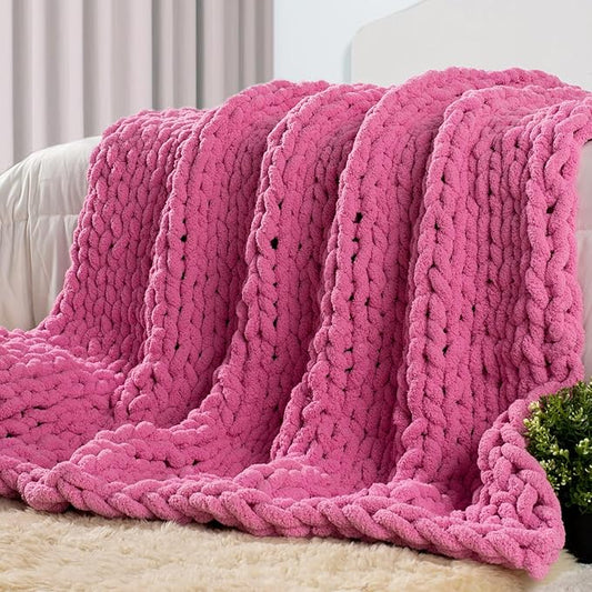 Carriediosa Chunky Knit Throw Blanket 60" X 80" Twin, 100% Hand Made Large by Carriediosa
