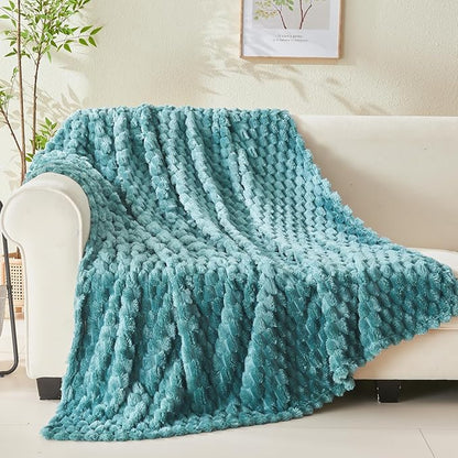 NEWCOSPLAY Super Soft King Blanket Light Teal Premium Silky Flannel Fleece 3D - Image 8
