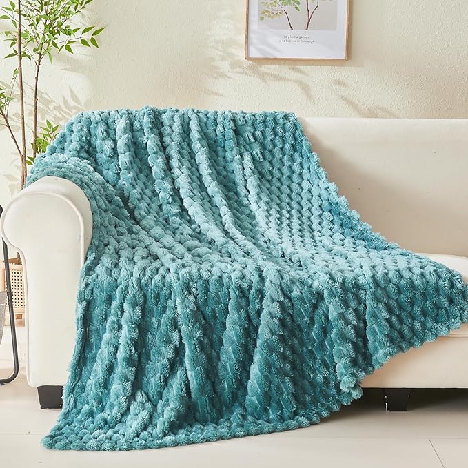 NEWCOSPLAY Super Soft Twin Blanket Light Teal Premium Silky Flannel Fleece 3D - Image 8