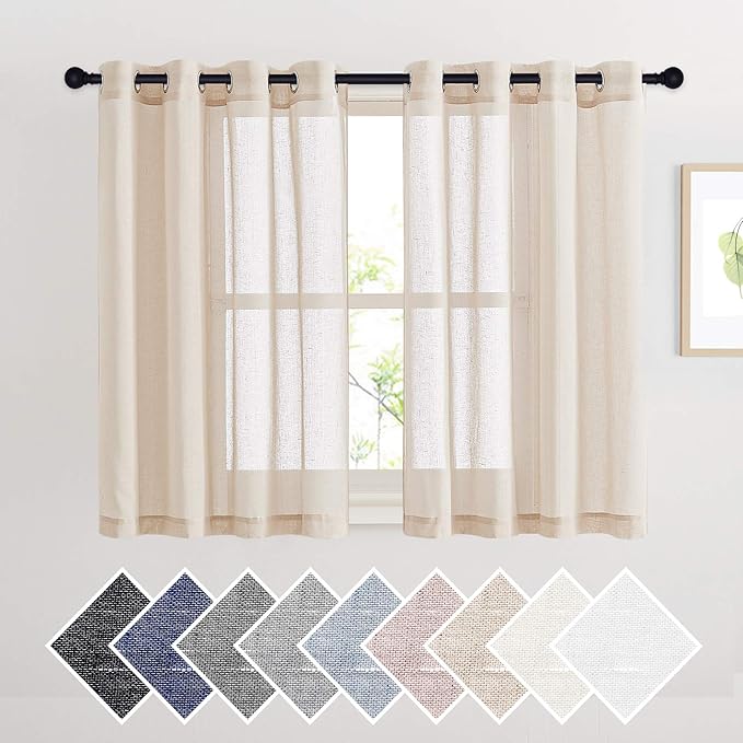 NICETOWN Short Linen Curtains Semi Sheer 45" L by NICETOWN