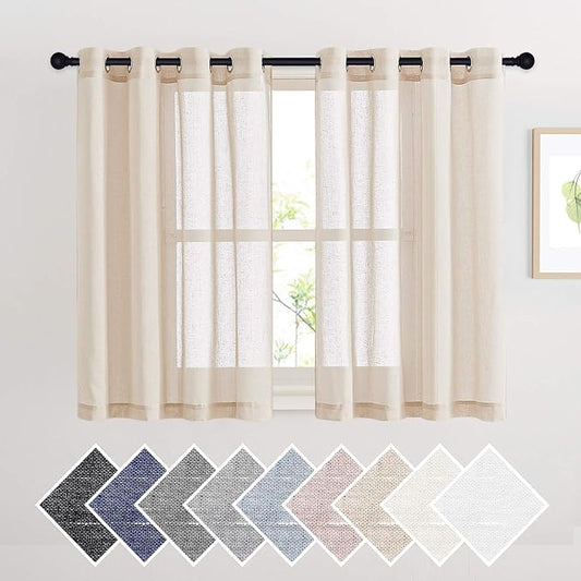 NICETOWN Short Linen Curtains Semi Sheer 45" L by NICETOWN
