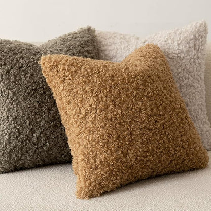 Foindtower 2 Pieces 18x18 Inch Bronze, Faux Fur Throw Pillow Cover Accent - Image 3
