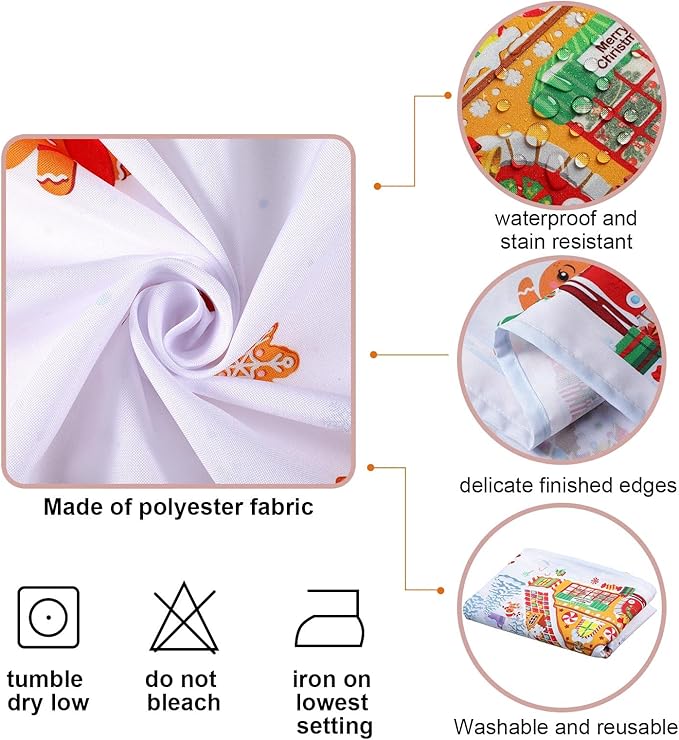 Tiamon 60 x 84 Inch Christmas Gingerbread Tablecloth Reusable Gingerbread Man - Image 3