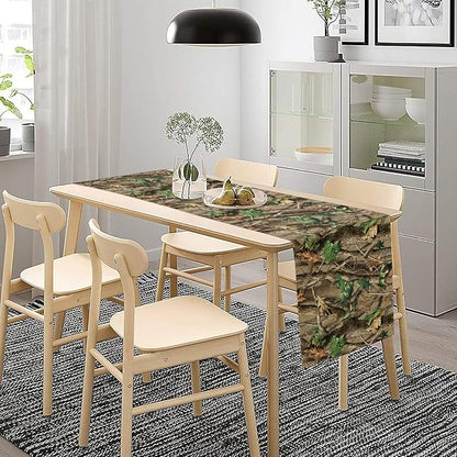 Forest Camouflage Table Runner, Camo Conifer Oak Branches Mossy Hunting Lodge - Image 2
