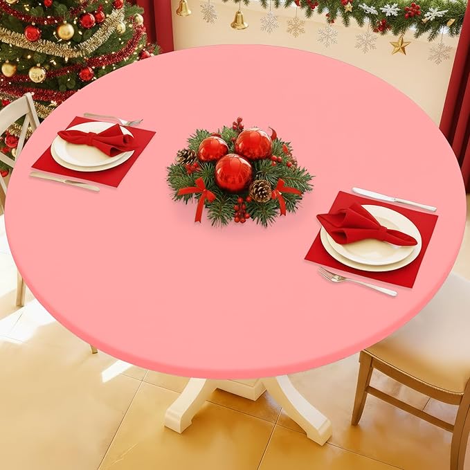 Round Spandex Tablecloth, Elastic Fitted Waterproof Tablecloths by Moosfor