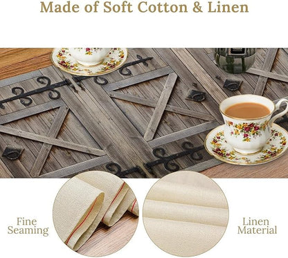 Rustic Barn Door Table Runner Vintage Farmhouse Country Wooden Cabin Western - Image 5