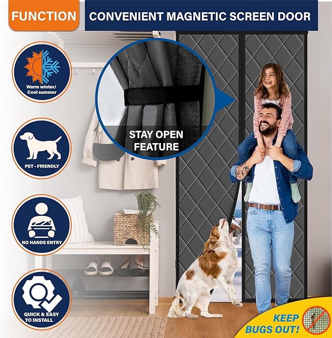 Magnetic Thermal Insulated Door Curtain, Fits Door Size 48" x 80", Durable - Image 6