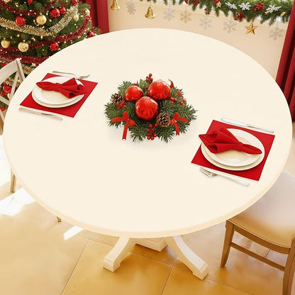Round Spandex Tablecloth, Elastic Fitted Waterproof Tablecloths by Moosfor