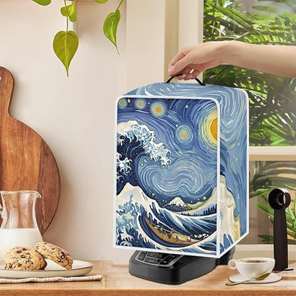 Starry Night Great Wave Print Coffee Maker Covers - Image 4