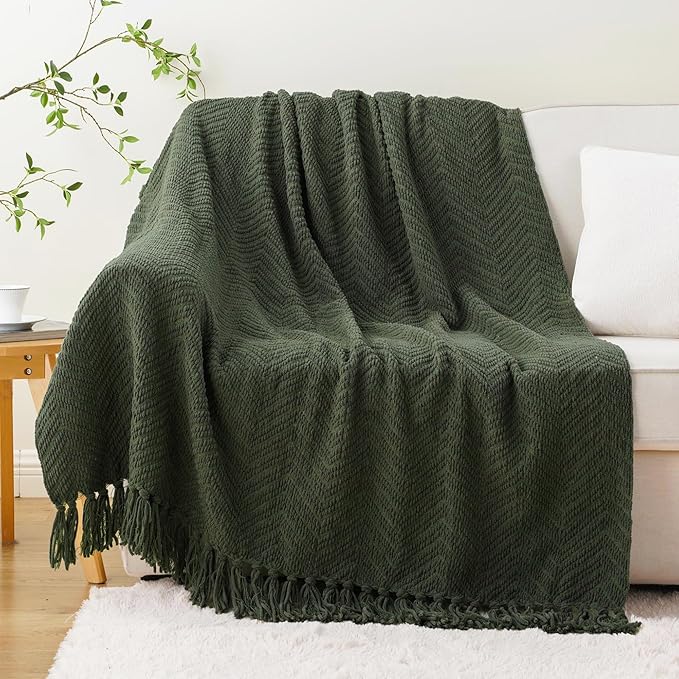 BATTILO HOME Olive Green Throw Blankets - Image 2