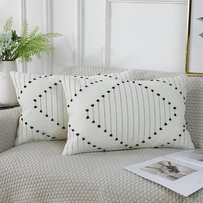 PANOD Set of 2 Boho Tufted Throw Pillow Covers by PANOD