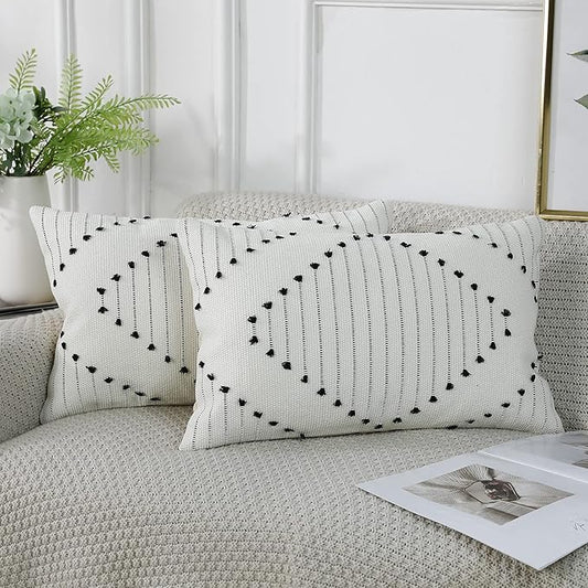 PANOD Set of 2 Boho Tufted Throw Pillow Covers by PANOD