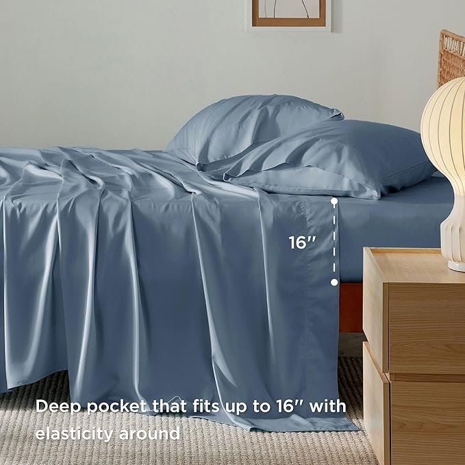 Bedsure California King Sheet Sets, Cooling Sheets, Rayon Derived from Bamboo - Image 4