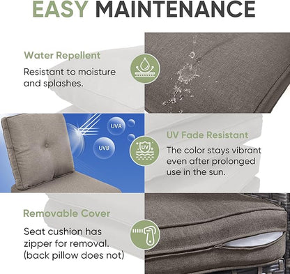 Outdoor Cushion Set of 4, Waterproof Outdoor Seat Cushions 25x22, Patio Chair - Image 4