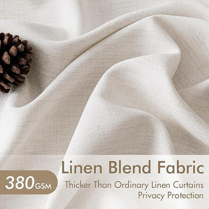 MIULEE Pinch Pleated Thick Linen Curtains 84 Inch 4 Panels Set Back Tab Memory - Image 3