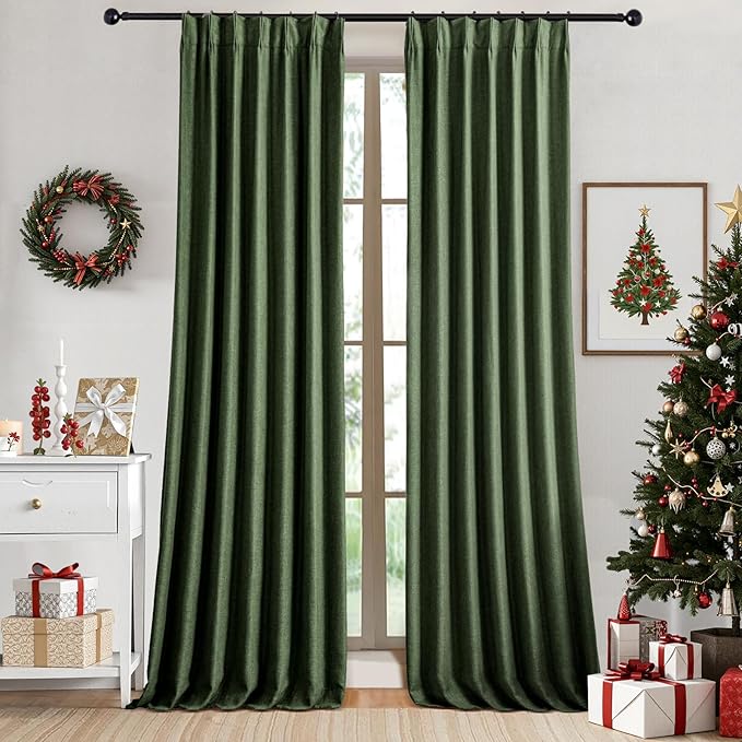 IVAPUPU Linen Pinch Pleated Blackout Curtains by IVAPUPU