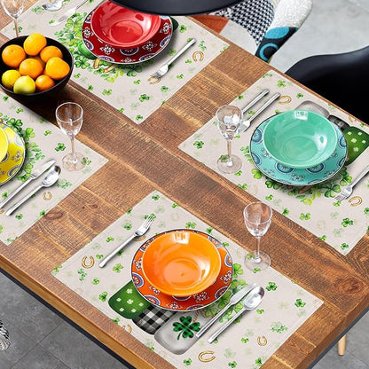 Giwawa 12"x18" Patrick Vases Placemats Set of 4 Lucky Shamrocks Horseshoes - Image 8