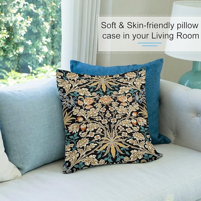 William Morris Floral Original Throw Pillow Covers Boho Chic Retro Floral Cozy - Image 6