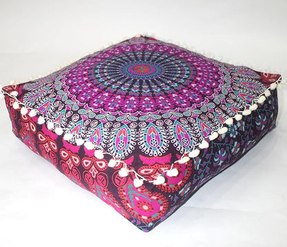 CRAFT KALA Pink Peacock Large Hippie Mandala Meditation Floor Ottoman Pillow - Image 5