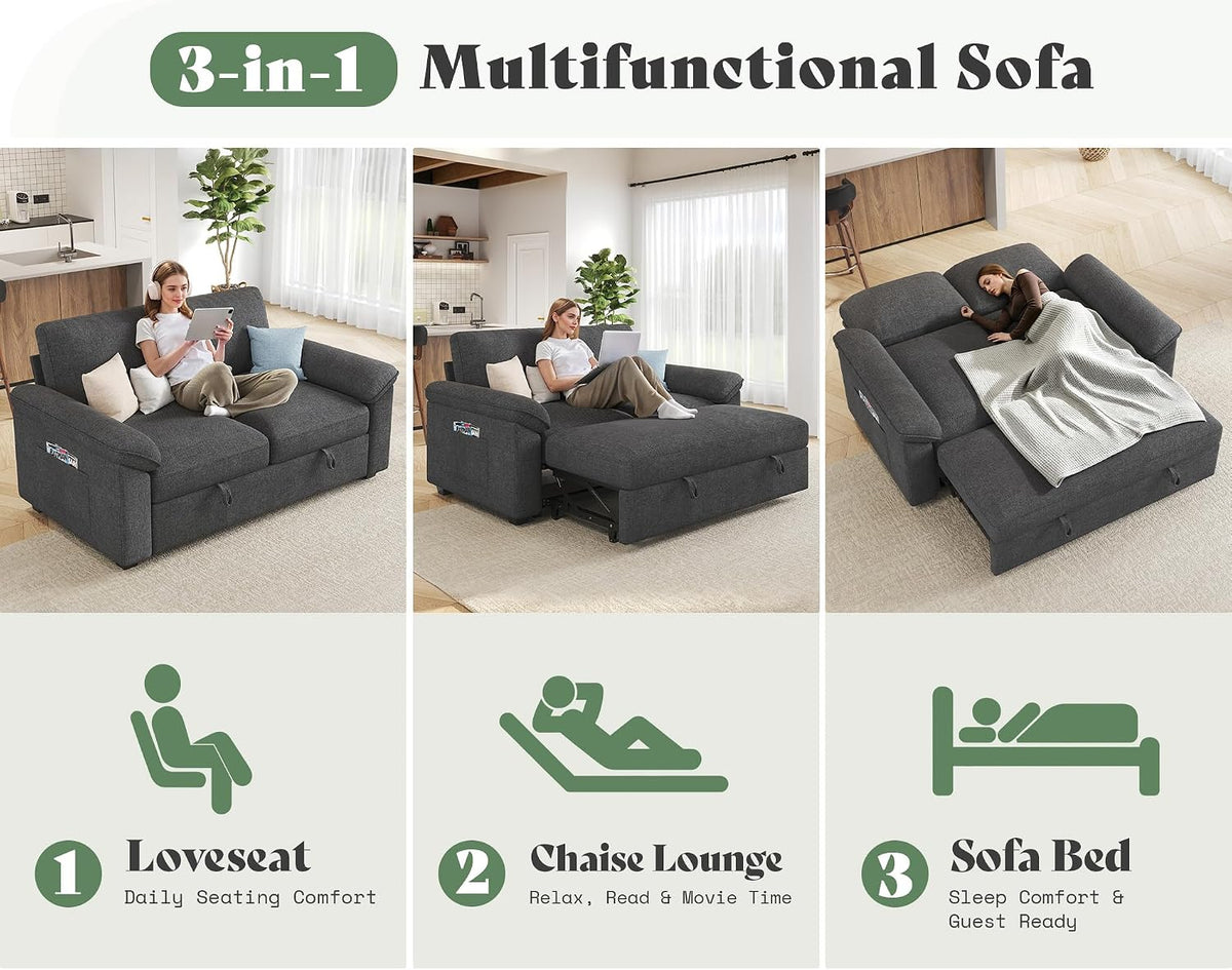jocisland sofa bed, 3-in-1 sleeper sofa, pull out, close-up detail