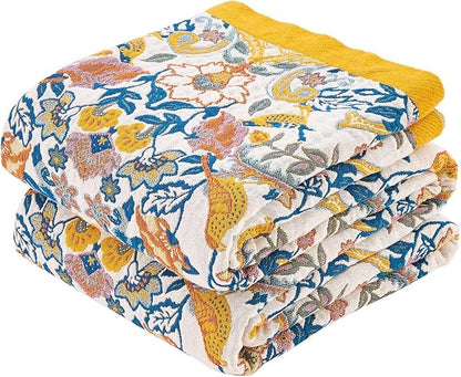 Boho Blanket Throw Quilt, 100% Cotton Soft Light Weight Throw Blankets by XIBLC