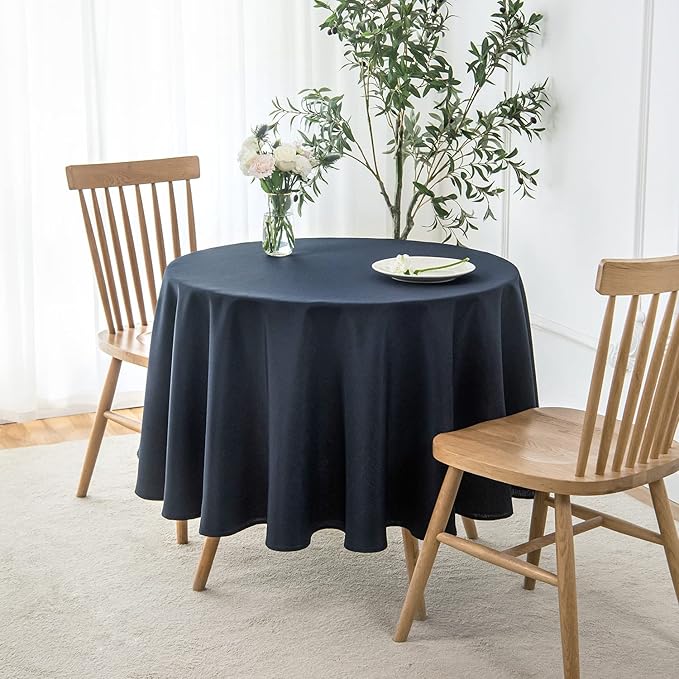 maxmill Round Linen Looking Textured Tablecloth Spill-Proof Wrinkle Free Soft - Image 2