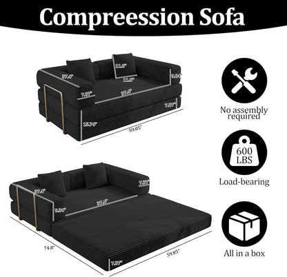 bshomgi convertible futon sofa bed, boneless couch for shown in use