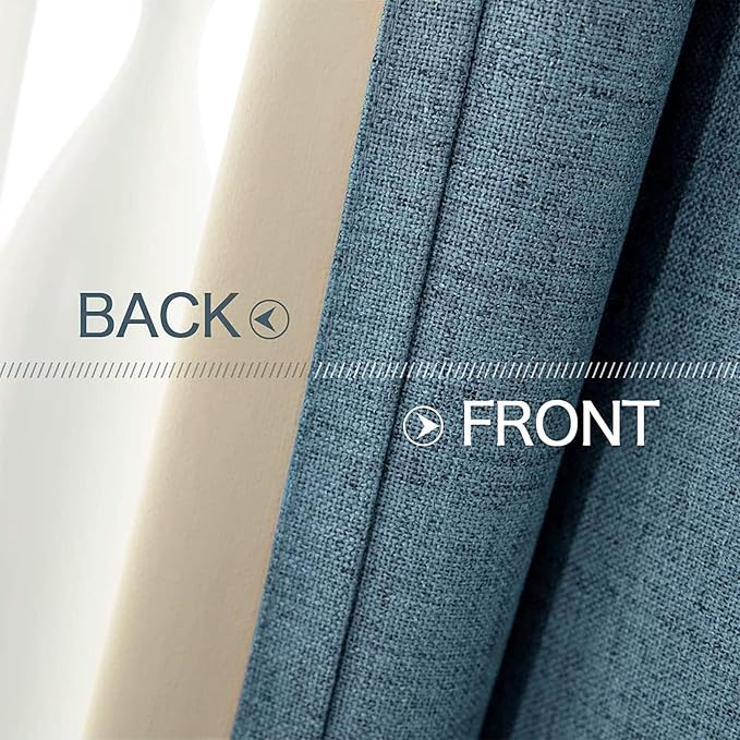 MIULEE Linen Texture Curtains for Bedroom Solid 100% Blackout Thermal Insulated - Image 6