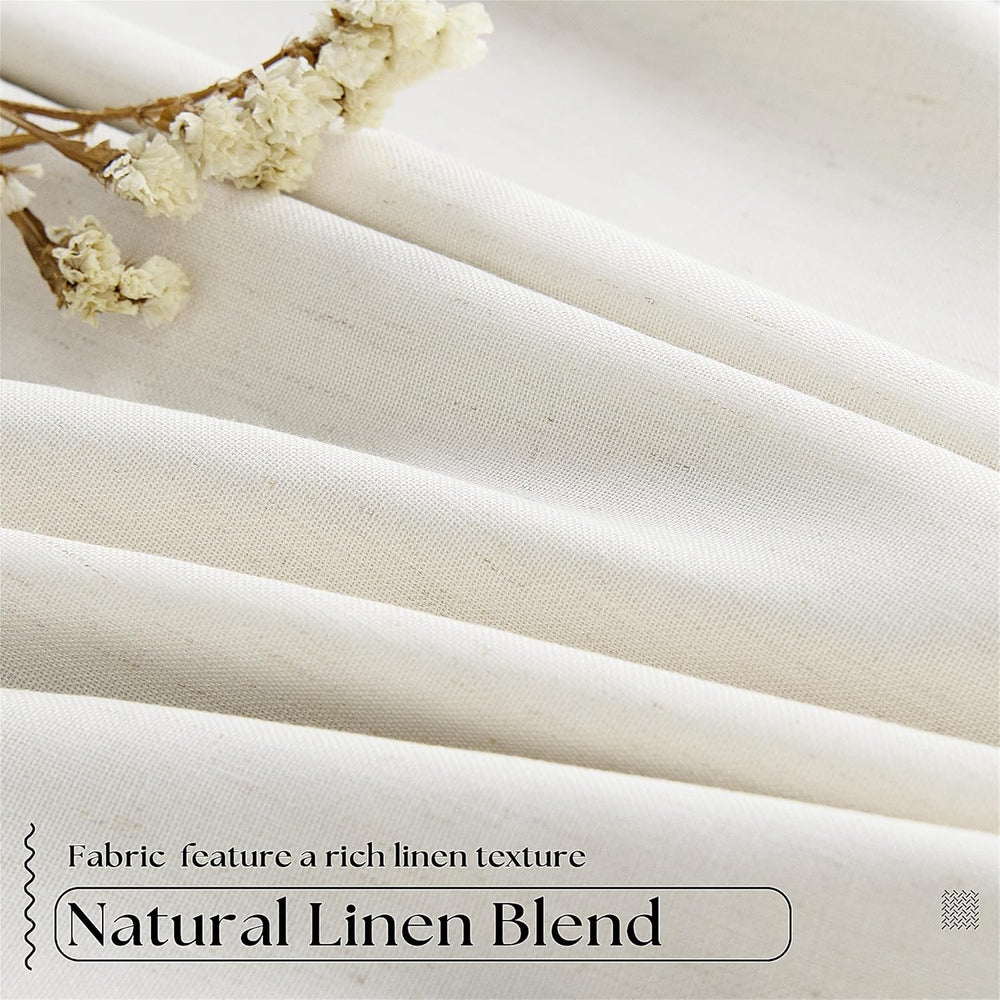90 Inch Pinch Pleated Linen 100% Blackout Curtains 2 Panels Cream Natural