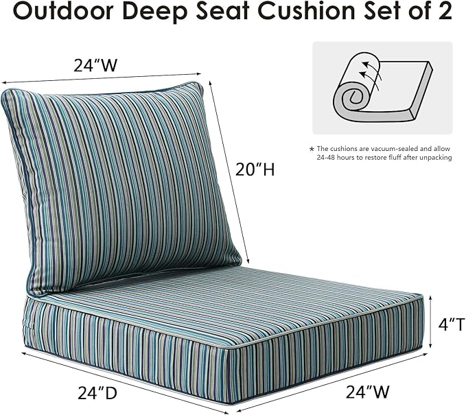Sunbrella Outdoor Patio Chair Cushions Set, Water-Repellent, Fade Resistant - Image 6