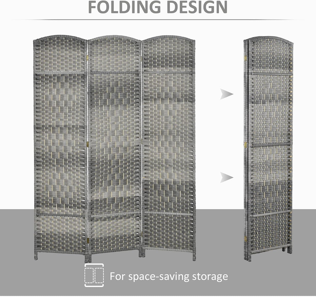 homcom 3 panel room divider 6 ft privacy, close-up detail