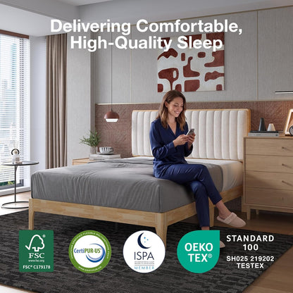 novilla queen size bed frame with 3-level adjustable showing dimensions
