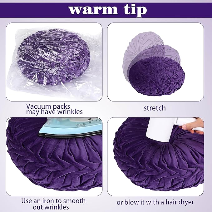 Yerliker 6 Pcs Floor Pillow Cushions 15inch Round Velvet Throw Pillows Colorful - Image 4