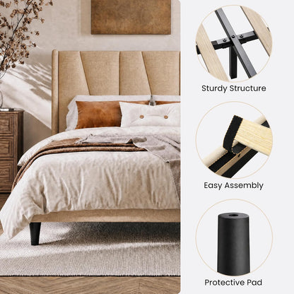 sha cerlin king upholstered bed frame with headboard, package contents