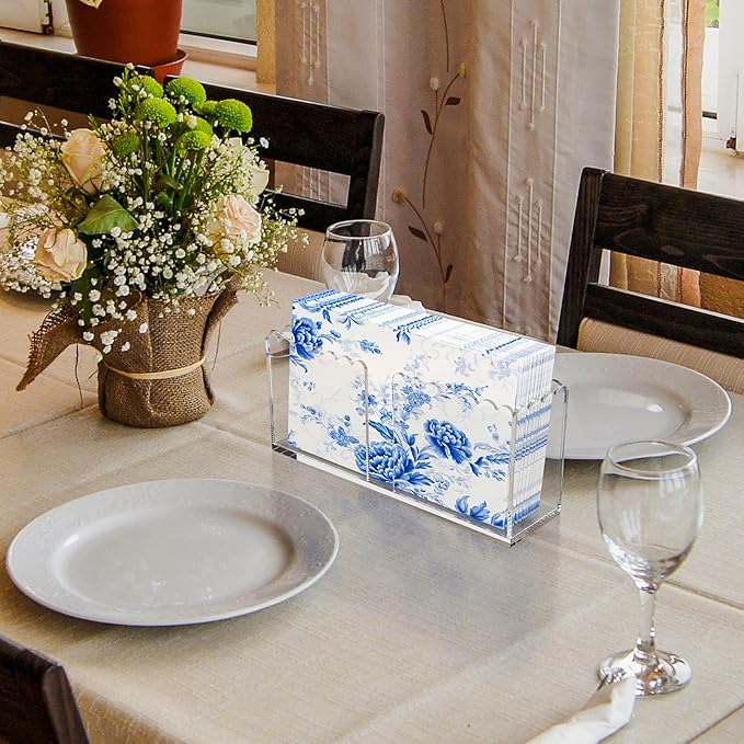 Napkin Holder, Vertical Scalloped Acrylic Guest Towel Holder, Waterproof Guest - Image 2