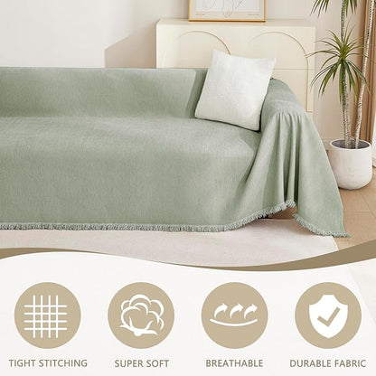 MYSKY HOME Chenille Sofa Slipcovers Sage Green Sofa Covers - Image 2