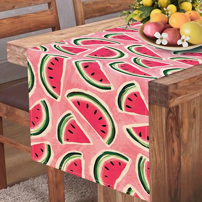 Summer Watermelon Table Runner, Seasonal Indoor Outdoor Home Decor Party Supply - Image 5