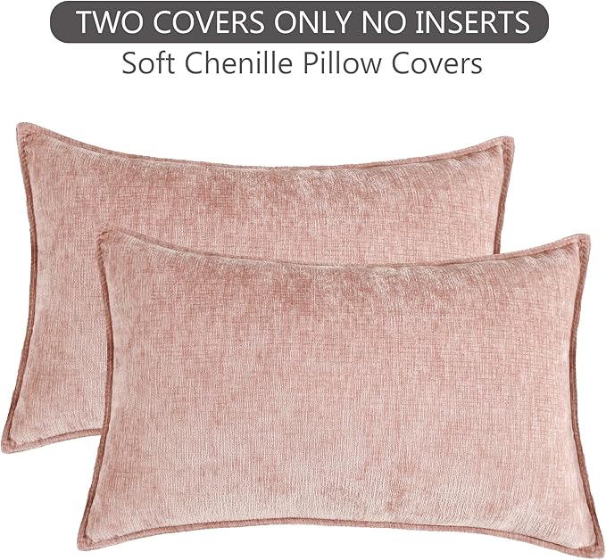 Stellhome Set of 2 Pink Decorative Pillow Covers Super Soft TextureLumbar - Image 8