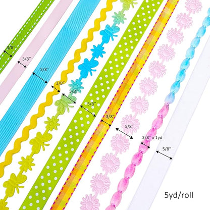 LaRibbons Pastel Ribbons for Crafts 10 Rolls Assorted Ribbon for Gift Wrapping - Image 8