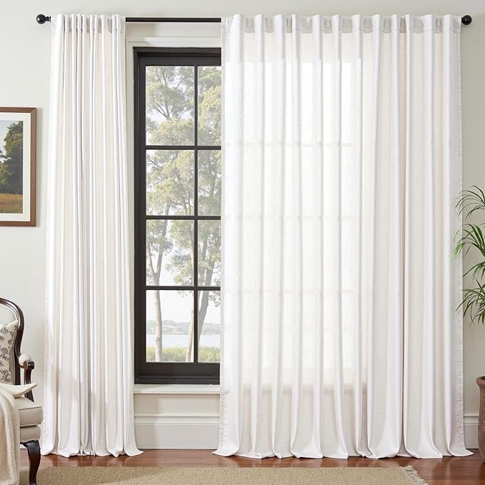 jinchan Linen Blend Curtain 84 inch Length 1 Panel - Image 2