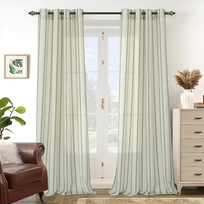 DriftAway Farmhouse Vertical Striped Linen Blend Textured Light Filtering Semi by DriftAway