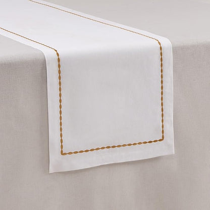 Home Ekaa Cotton Linen Table Runner 90 Inches Long – Motif Embroidery White by HomeEkaa