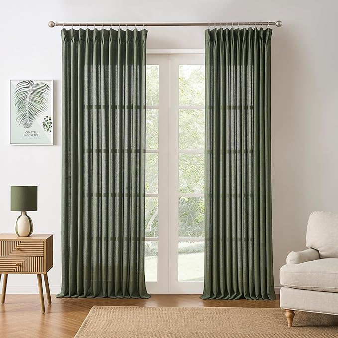 RAIN CITY Linen Drapes 105 Inch Curtains 2 Panels Set Back Tab Sheer Curtain - Image 5
