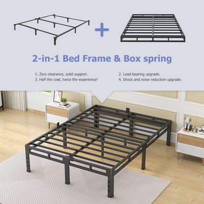 nkz king size metal platform bed frame, 18, side view