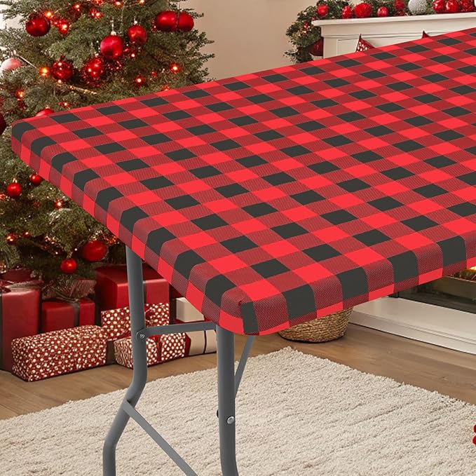 Smiry Rectangle Picnic Table Cloth, Elastic Waterproof Fitted Vinyl Tablecloths by Smiry