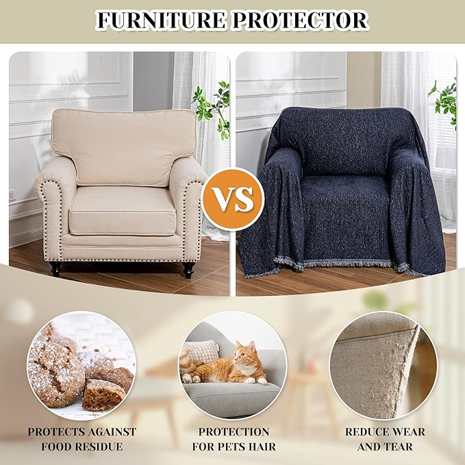MEETSKY Navy Blue Couch Cover Sofa Covers Single Recliner Couch Cover, Sofa - Image 5