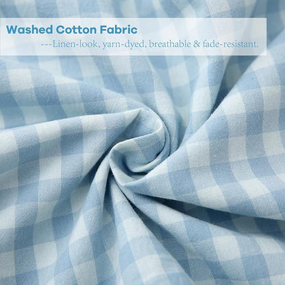2 Pack Light Blue White Plaid Ruffle Gingham Lumbar Throw Pillow Covers - Image 6