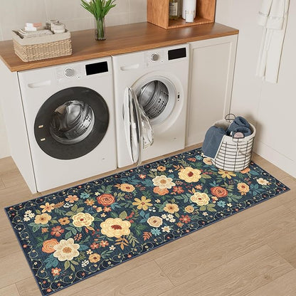 DUKINO 2x5 Runner Rug for Hallway, Washable Kitchen Floral Runner Rug - Image 3