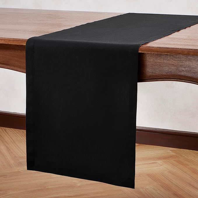 Home Ekaa Cotton Linen Table Runner 48 Inches – Small Summer Black Table Runner - Image 3